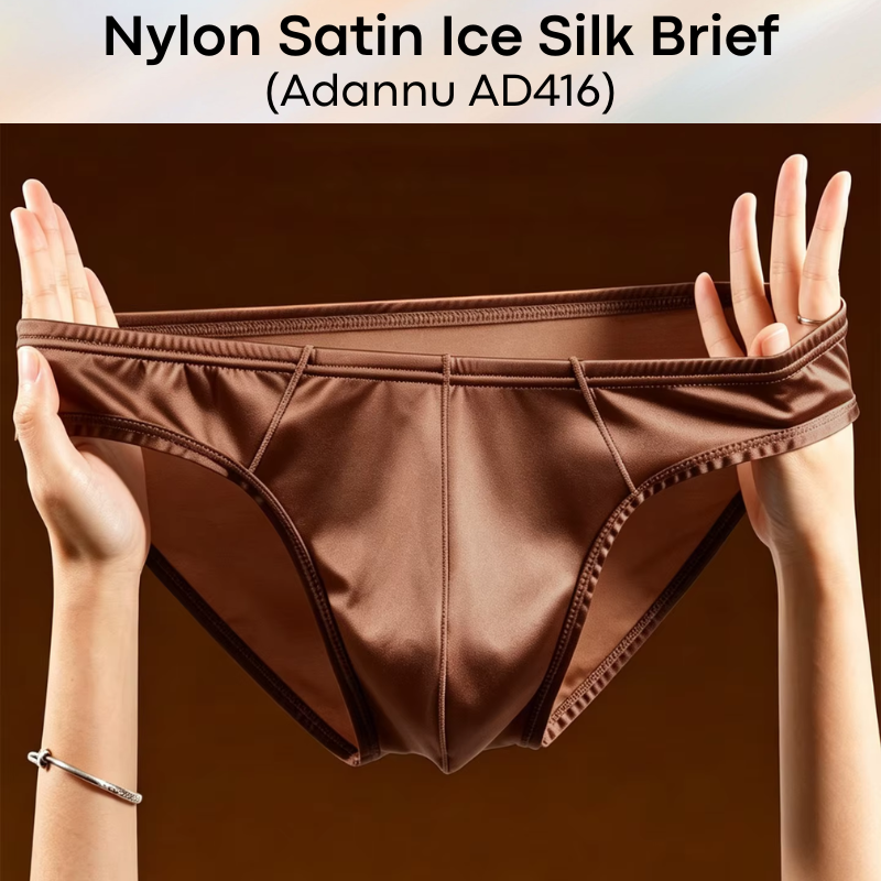 Men's Brief: Nylon Satin Ice Silk Brief Underwear (AD416)