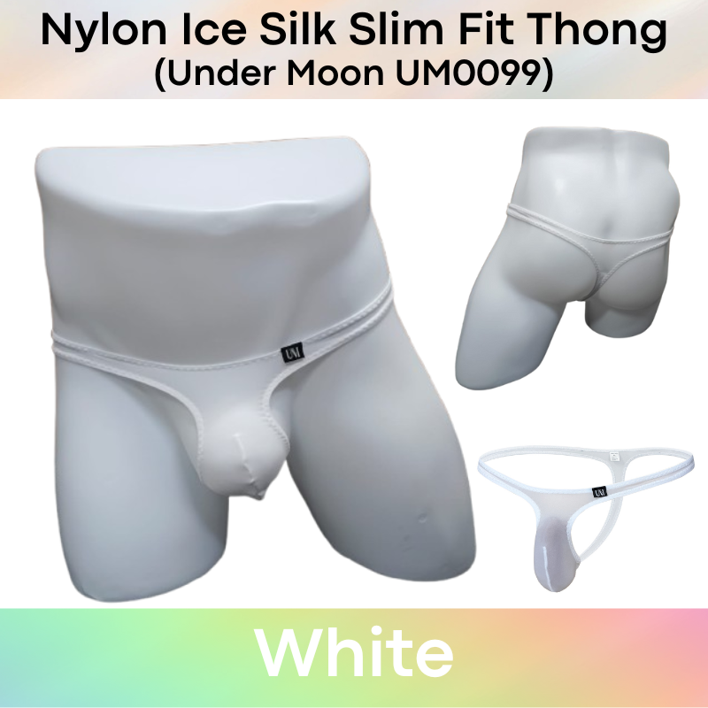 Men's Thong: Nylon Ice Silk Slim Fit Pouch Thong Underwear (UM0099)