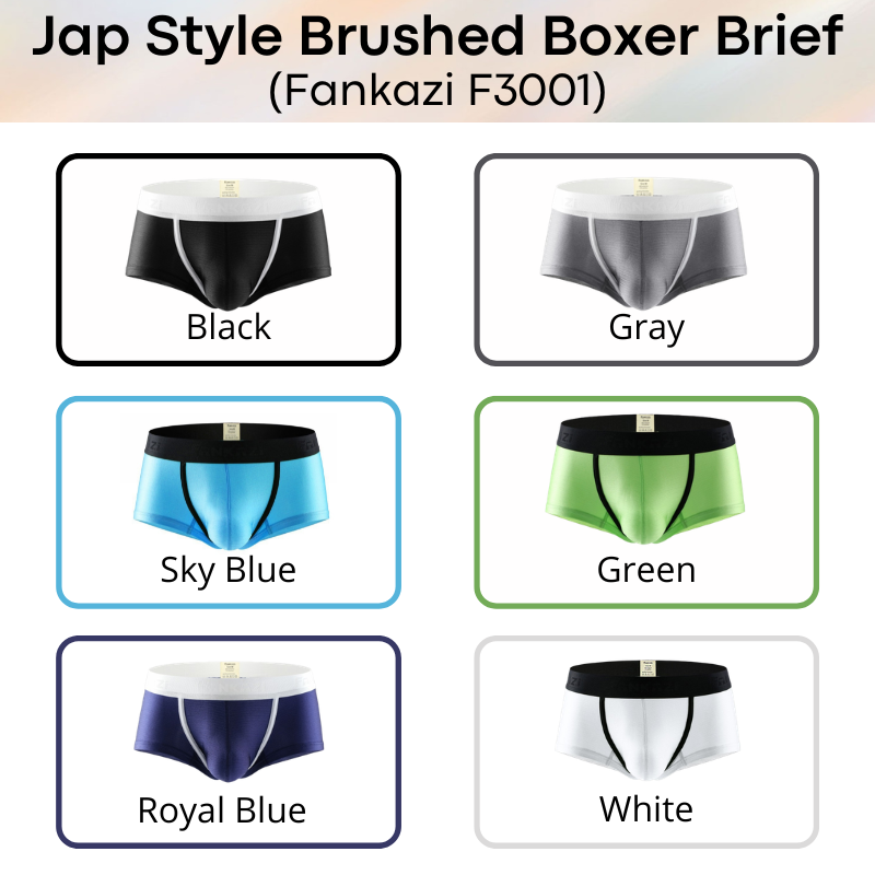 Men's Boxer: Polyester Jap Style Metallic Brushed Boxer Brief Underwear (F3001)