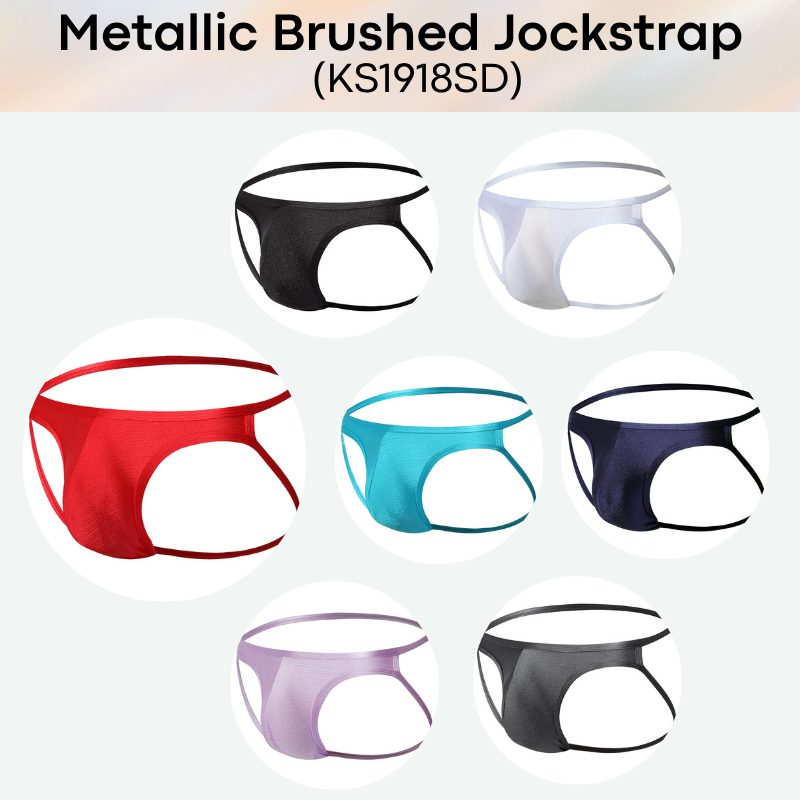 Men's Jockstrap: Polyester Metallic Brushed Look Jockstrap with Large 3D Pouch (KS1918SD)