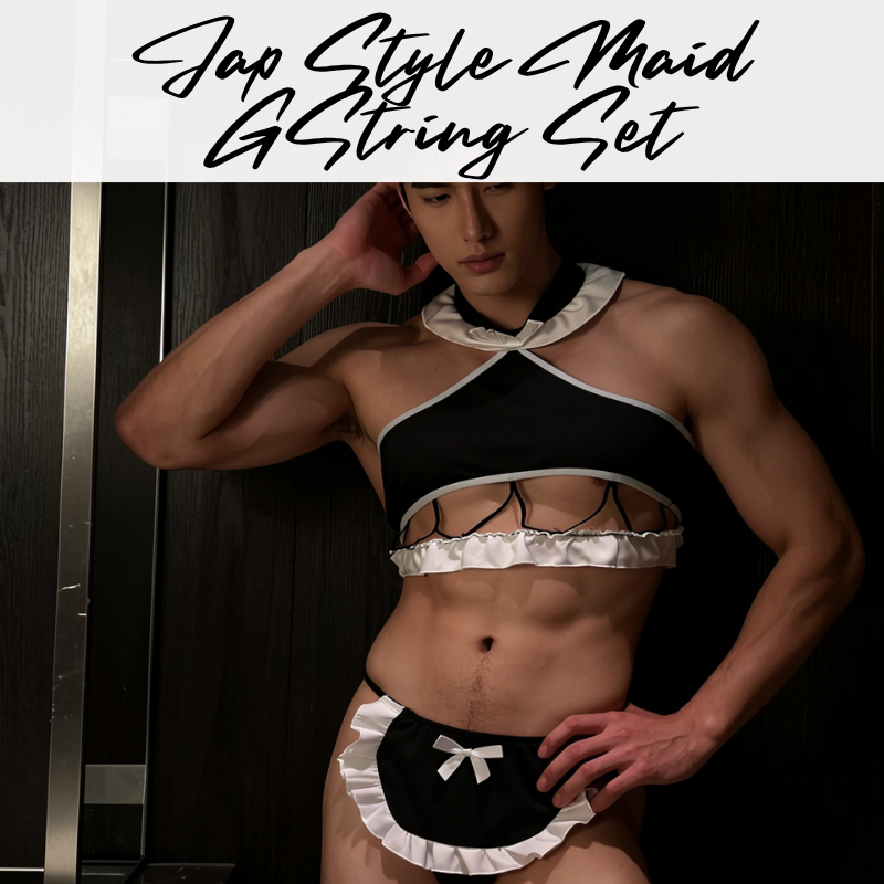 Unisex Underwear: Polyester Jap Style Maid Costume with Flap-Thong Underwear and Wolf Ear Headband Set (LX172)