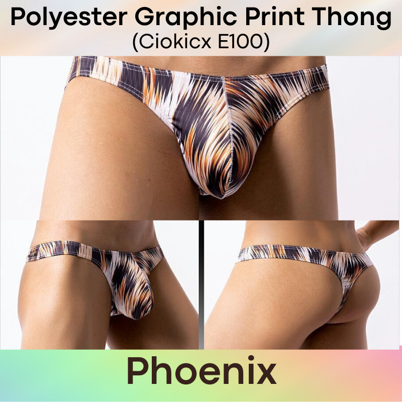 Men's Thong : Polyester Graphic Print Low Waist Thong (Ciokicx E100)