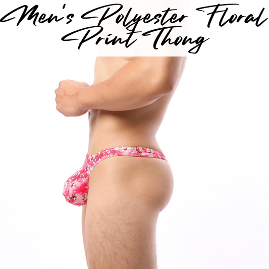 Men's Thong: Polyester Floral Print Thong Underwear (VS123)