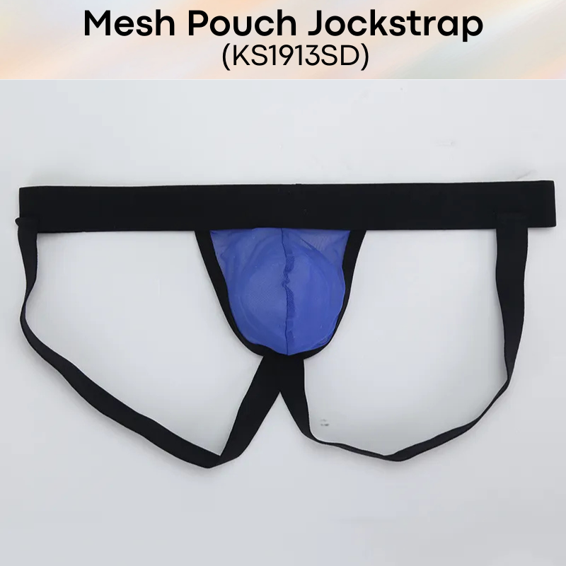 Men's Jockstrap: Polyester Mesh See Through 3D Pouch Jockstrap Underwear (KS1913SD)