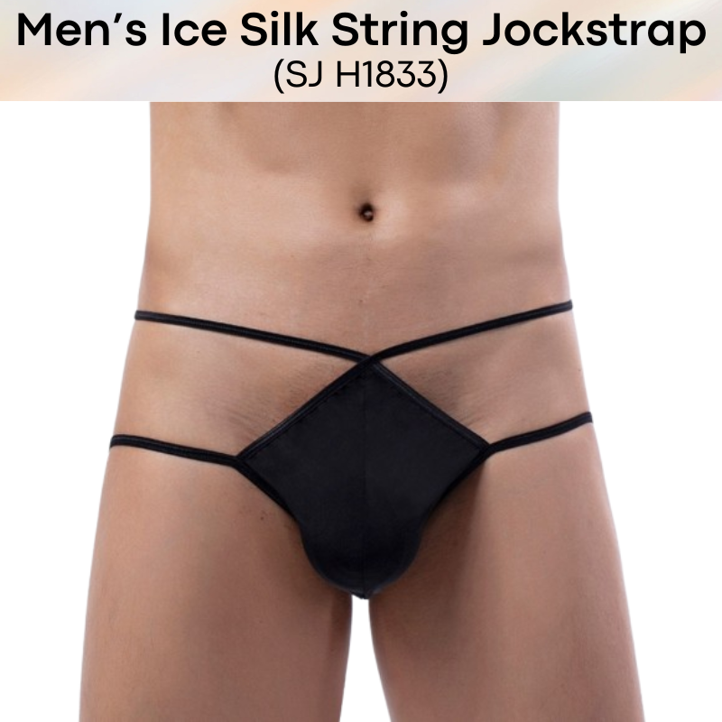 Men's Jockstrap : Ice Silk Large Pouch, Semi Transluscent String Jockstrap (SJ H1833)