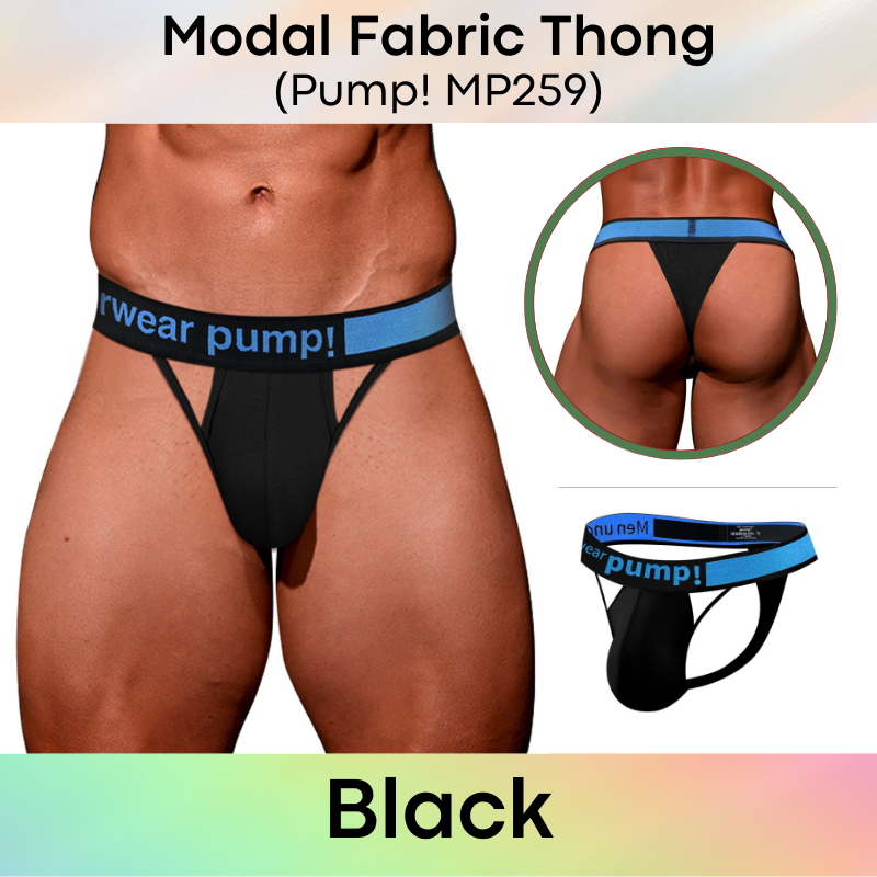 Men's Thong : Modal Fabric with 4cm Waistband Thong (Pump! MP259)