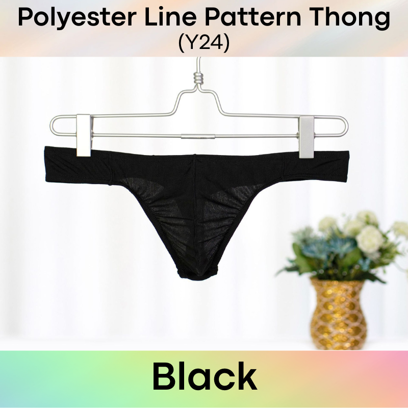 Men's Thong : Polyester Line Pattern Thong (Y24)