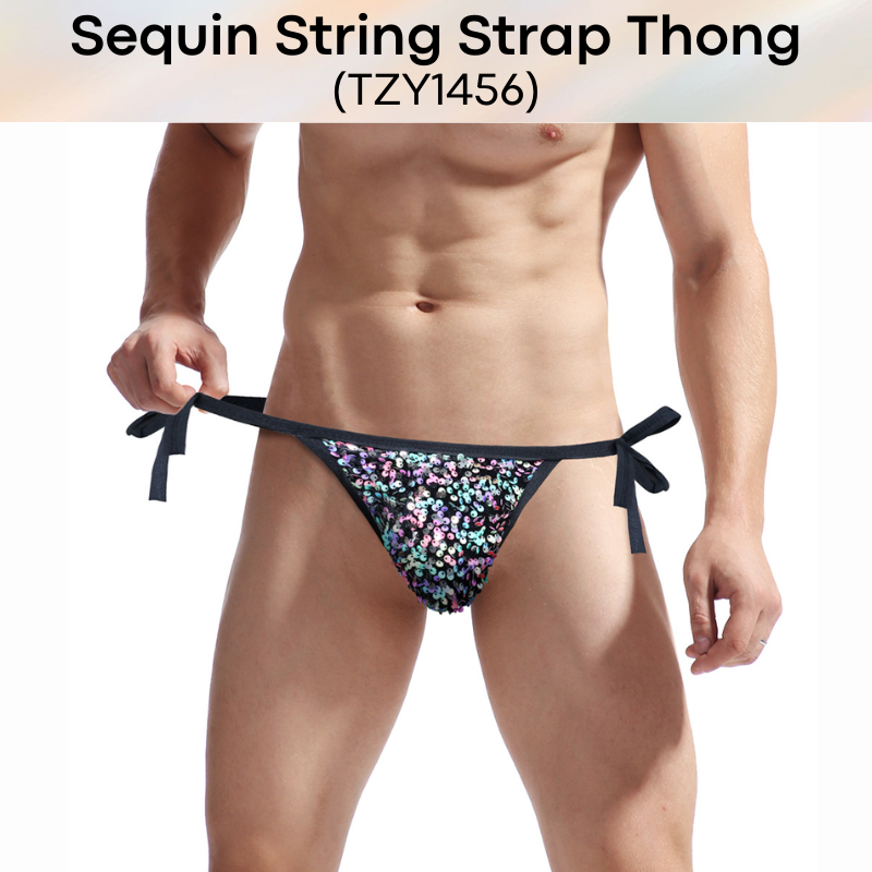 Men's Thong: Sequin Strap Thong with side String Side (TZY1456)