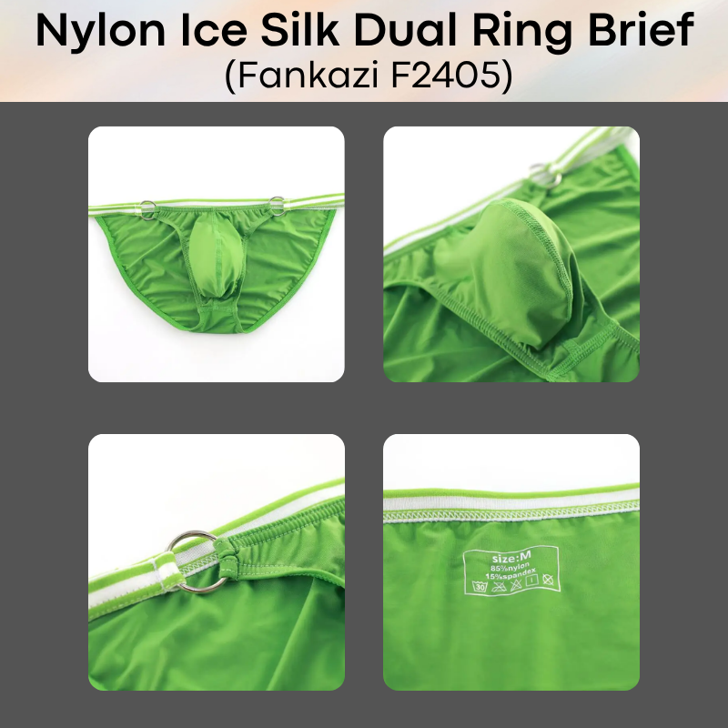 Men's Brief : 2 Ring Accessory Ice Silk Underwear (Fankazi F2405)