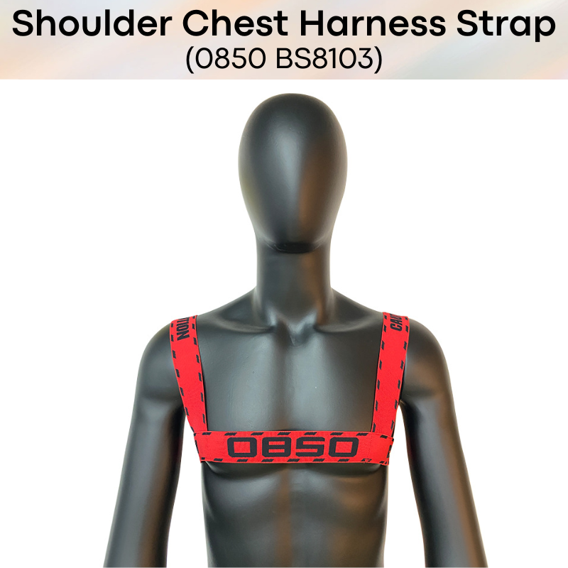 Men's Strap: Nylon Shoulder Chest Strap with "Caution" Text (BS8103)