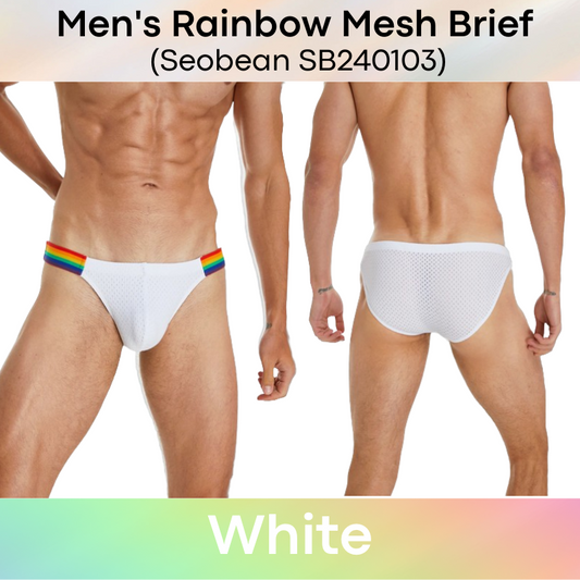 Men's Brief : Mesh Side Rainbow Brief Underwear (Seobean SB240103)