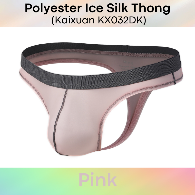Men's Thong: Polyester Ice Silk Soft and Thin Thong Underwear (KX032DK)