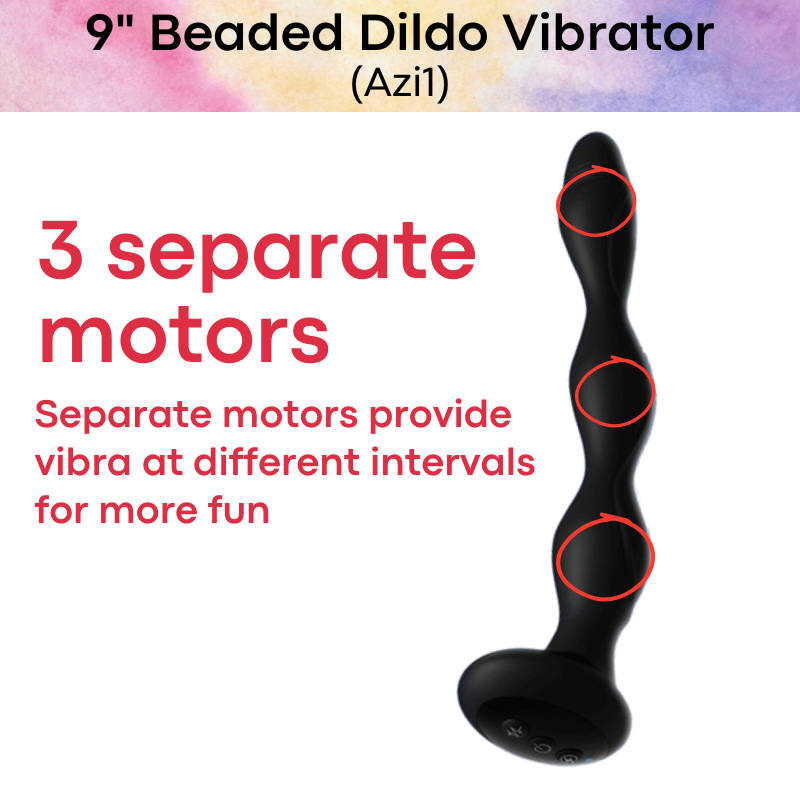 Adult Toy : 9" Beaded Dildo Massager with Electric Pulse (AZi1)