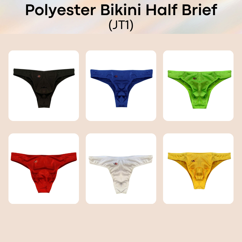 Men's Brief: Polyester Half Brief Bikini Underwear (JT1)