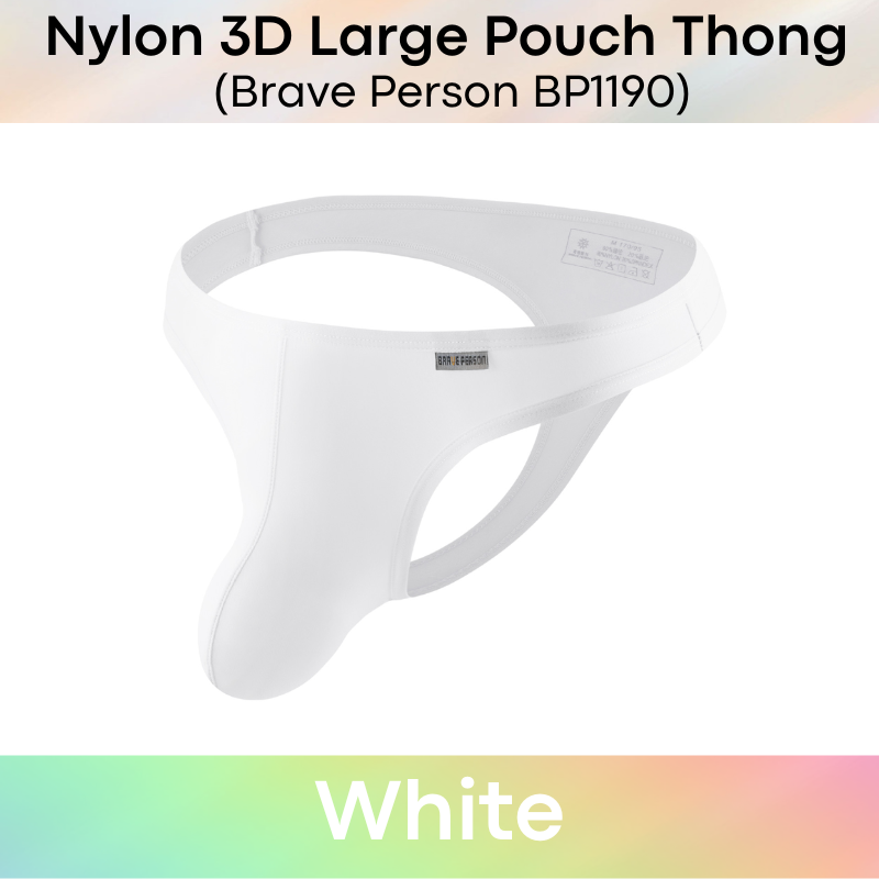 Men's Thong: Nylon 3D Large Pouch Soft and Thin Thong Underwear (BP1190)