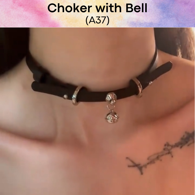 Unisex Choker: PU Choker with Bell (A37)