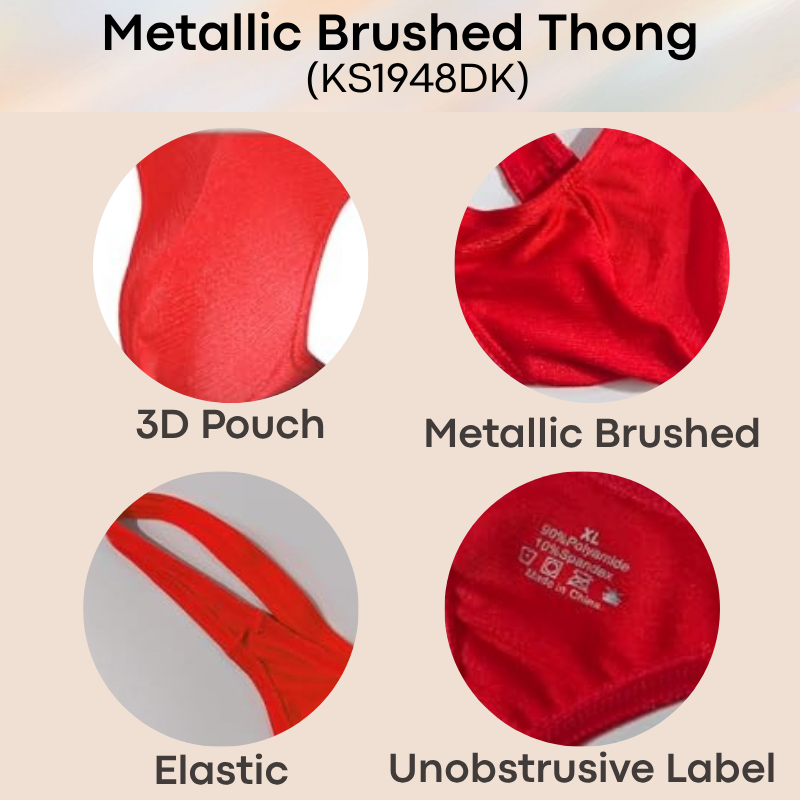 Men's Thong: Polyester Metallic Brushed Thong with 3D Pouch (KS1948DK)