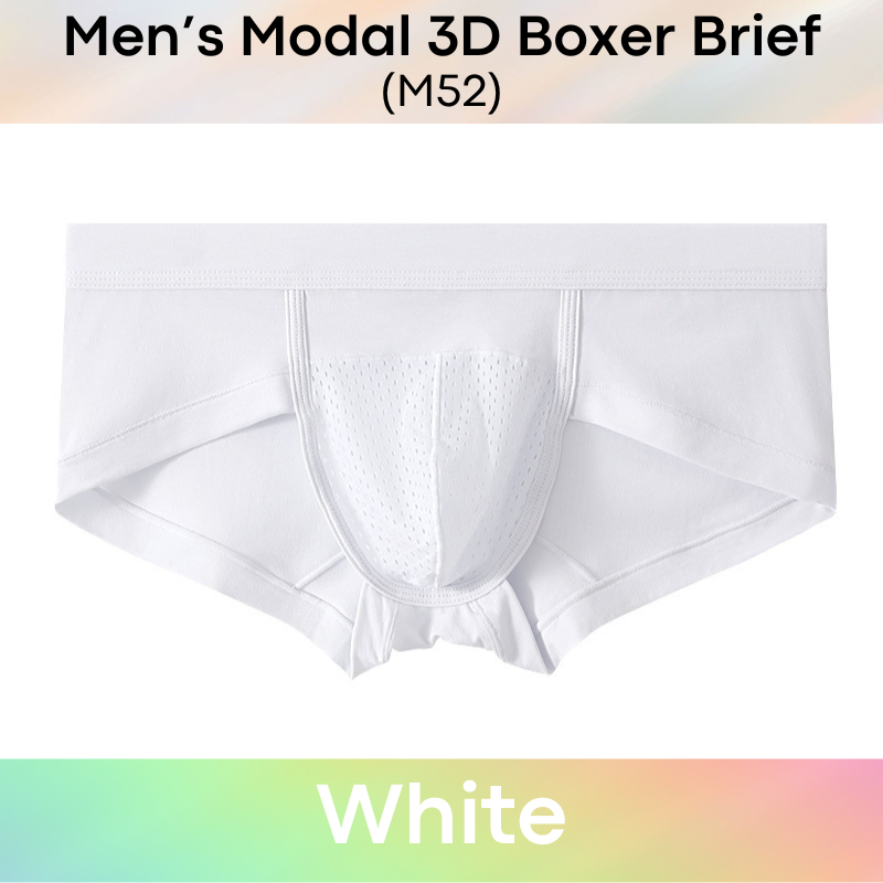 Men's Boxer : Modal Fabric Half Mesh Pouch 3D Design Boxer Brief Trunks (M52)