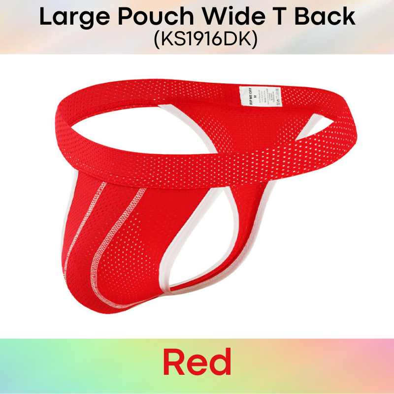 Men's Thong: Polyester Perforated Thong with Large Pouch and Wide Thong Strip (KS1916DK)