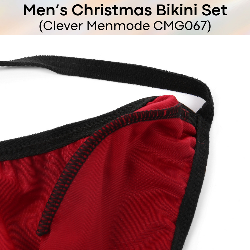 Men's GString: Polyester Christmas Bikini Top and GString Set (CMG067)