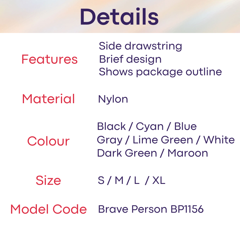 Men's Swimwear: Nylon Brief Design Swim Trunks with Side Drawstring (BP1156)