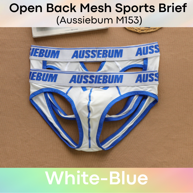 Men's Brief : Nylon Mesh Sports Brief with Front Pouch Opening (Aussiebum M153)