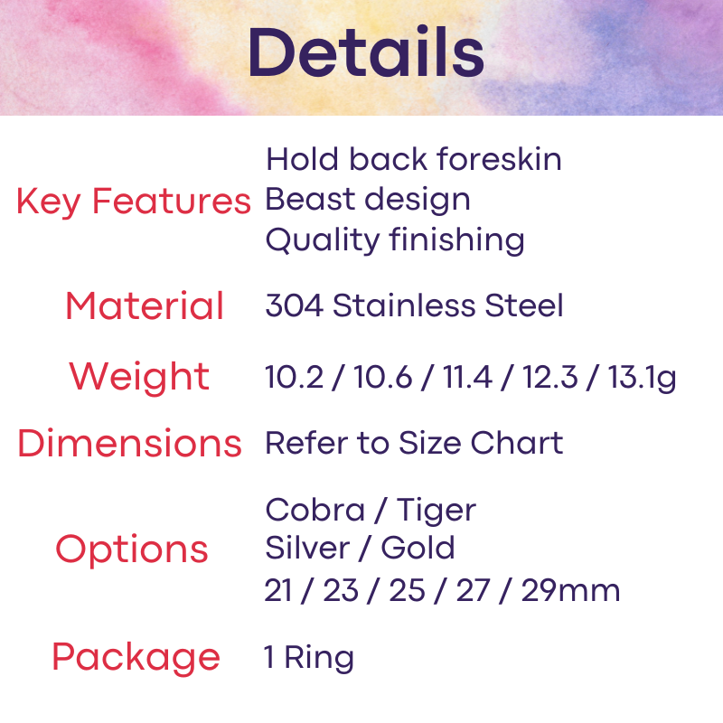 Adult Toy: Men's Foreskin Beast Design 304 Stainless Steel Ring (FRRK236/FRRK237)