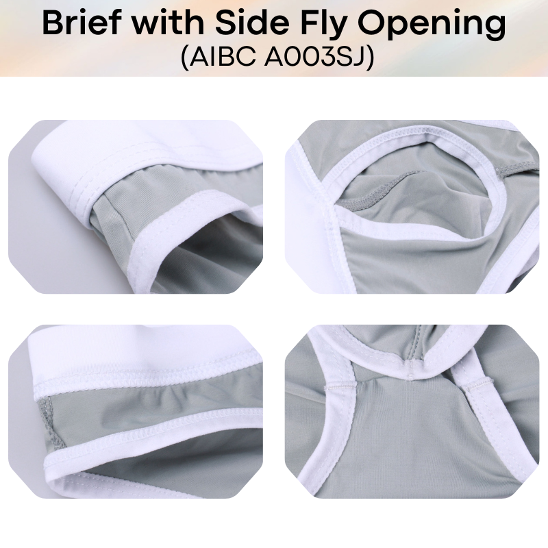 Men's Brief: Polyester Brief with Side Fly Opening Underwear (A003SJ)