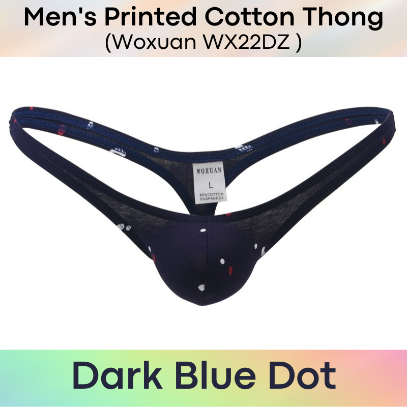 Men's Thong : Star / Dot Print Cotton Thong (Woxuan WX22DZ)