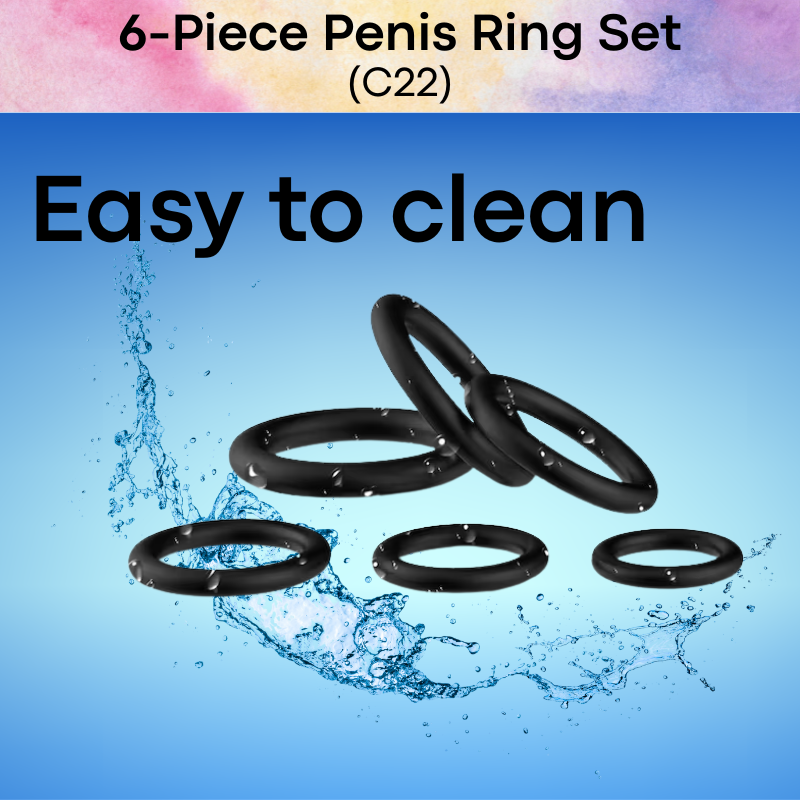 Adult Toy: Men's Silicone Penis Ring 6-Pc Set (C22)