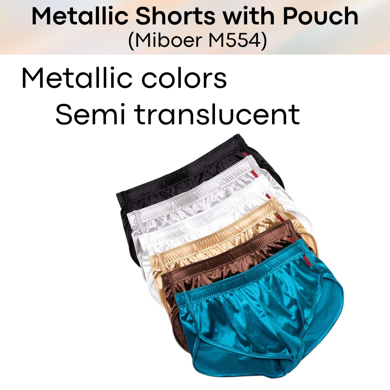 Men's Shorts : Polyester Metallic Smooth Shorts with Inner Front Pouch Lining (Miboer M554)