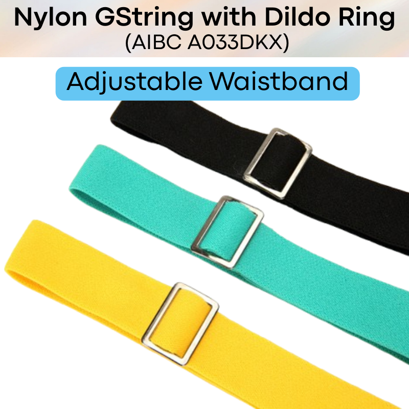 Men's GString: Nylon Thin Pouch GString with Adjustable Wastband and Dildo Insert Ring (A033DKX)