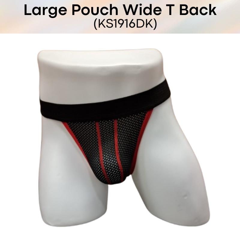 Men's Thong: Polyester Perforated Thong with Large Pouch and Wide Thong Strip (KS1916DK)