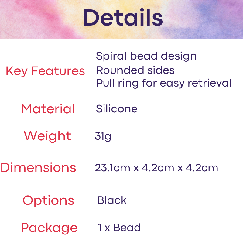 Adult Toy: Silicone Flexible Anal Spiral Bead with Pull Ring (SHD033)