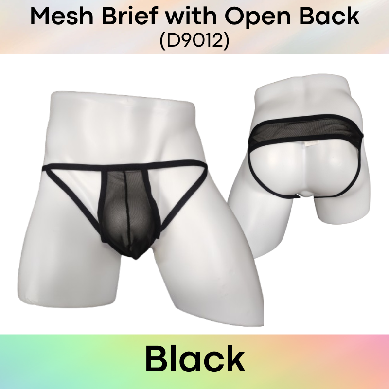 Men's Brief : Polyester Mesh Brief with Open Back (D9012)