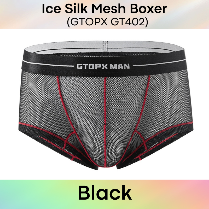 Men's Boxer : Nylon Ice Silk Mesh Boxer with Contour Lines (GTOPX GT402)