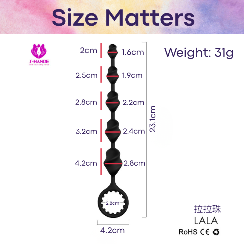 Adult Toy: Silicone Flexible Anal Spiral Bead with Pull Ring (SHD033)