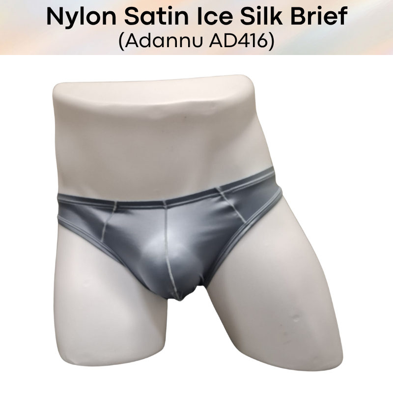Men's Brief: Nylon Satin Ice Silk Brief Underwear (AD416)