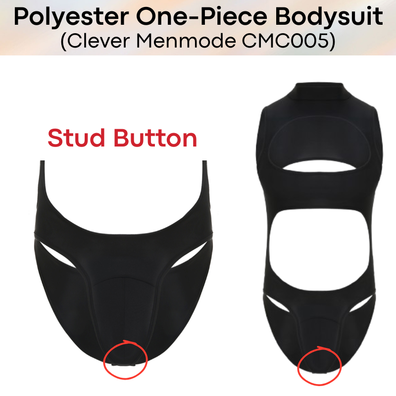 Men's Bodysuit: Polyester Brief Bodysuit Underwear with Removable Stud Button (CMC005)