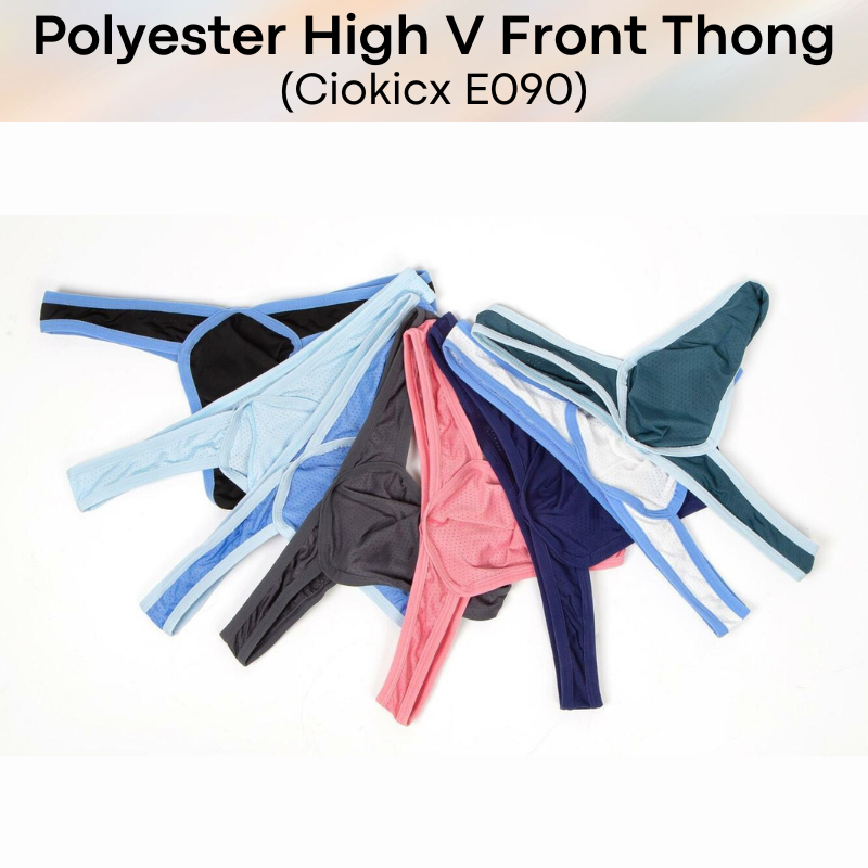 Men's Thong : Polyester Perforated High Front V 3D Pouch Thong Underwear (Ciokicx E090)