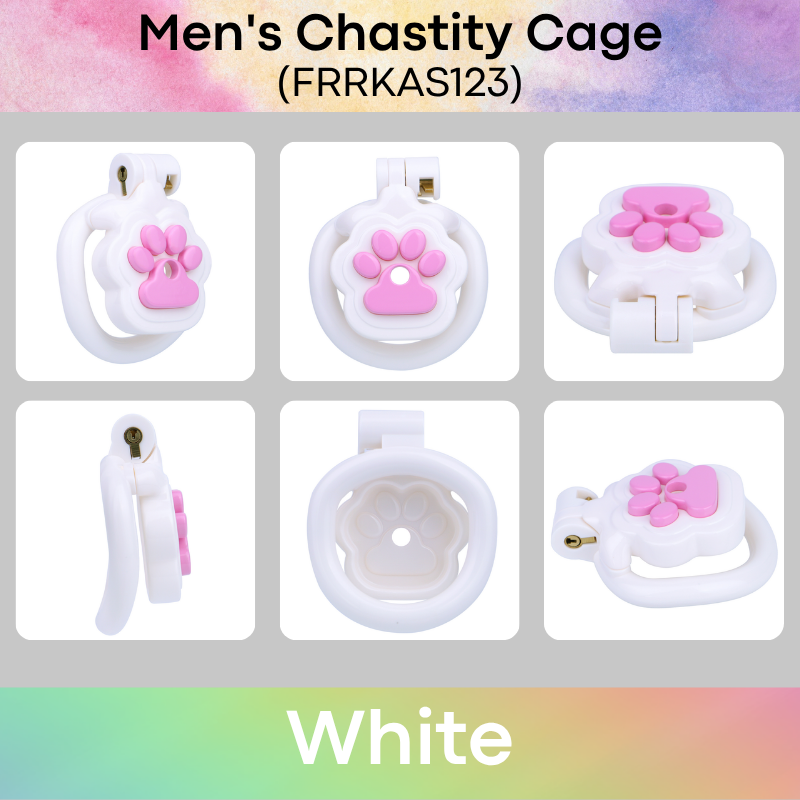 Adult Toy: Men's ABS Resin Paw Print Chastity Cage with Urethral Catheter and Strap Set (FRRKAS123)