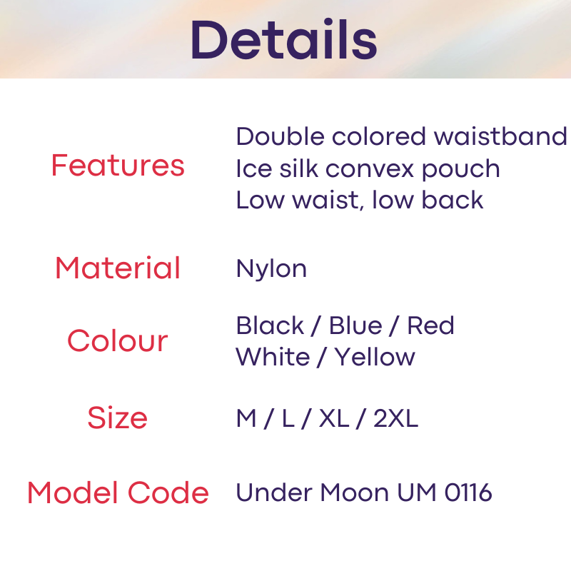 Men's Thong: Nylon Ice Silk 3D Convex Pouch with Double Colored Waistband Thong (UM0116)