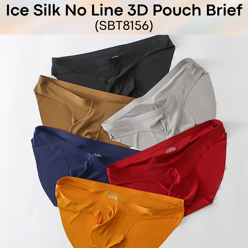 Men's Brief : Nylon Ice Silk, No Line, 3D Pouch Brief Underwear (SBT8156)