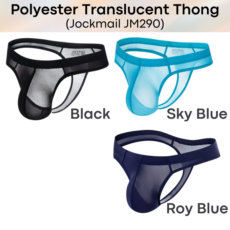 Men's Thong : Polyester Semi Translucent Thong Underwear (Jockmail JM290)