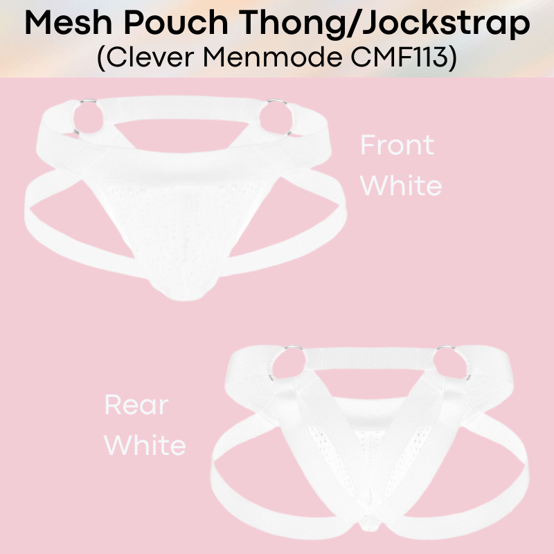 Men's Jockstrap : Nylon Mesh Pouch Jockstrap Y-Thong with Ring (Clever Menmode CMF113)