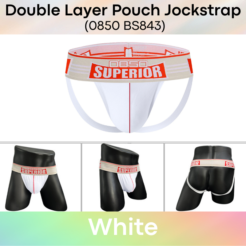 Men's Jockstrap: Cotton Double Layer Pouch with Spandex Waistband (BS843)