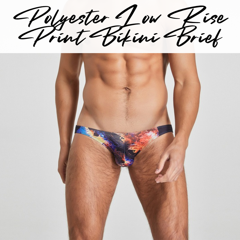 Men's Brief: Polyester Mystique Print Low Rise Bikini Brief (SB220103)
