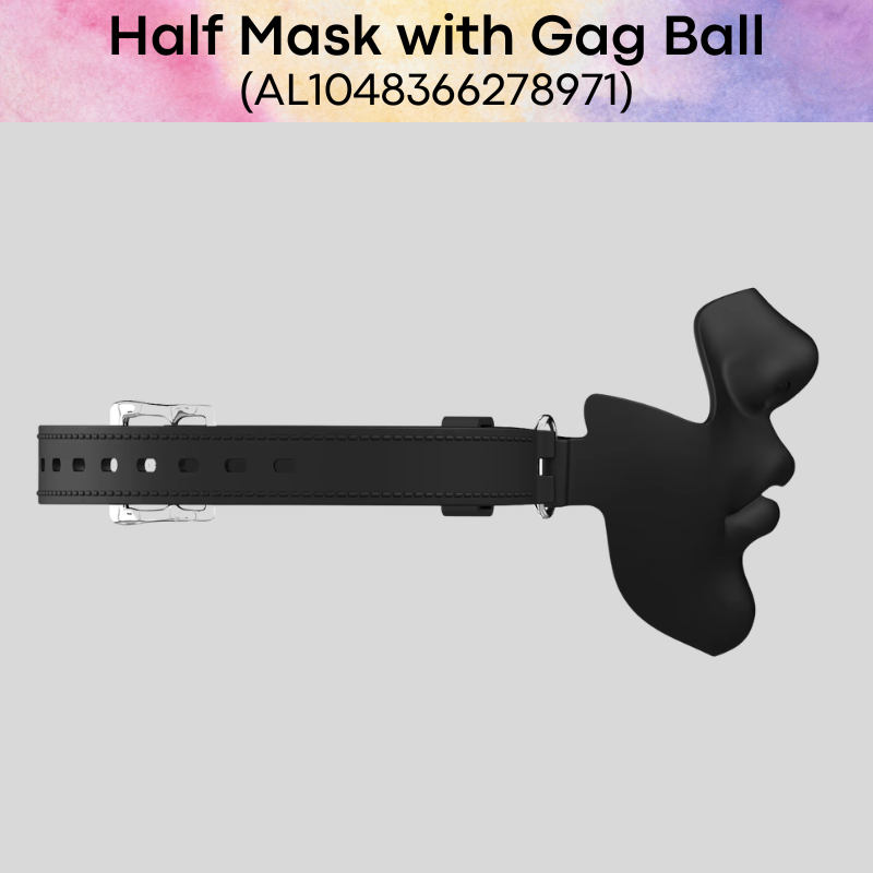 Adult Toy: Silicone Half Mask with Lockable Belt and Ball Gag (AL1048366278971)