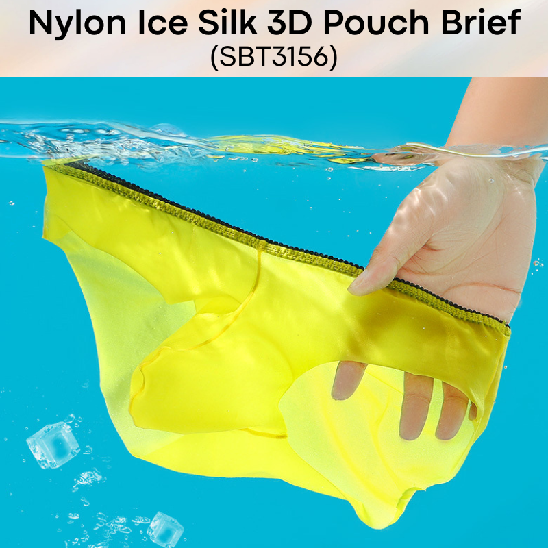 Men's Brief: Nylon Ice Silk 3D Pouch No Visible Line Brief Underwear (SBT3156)