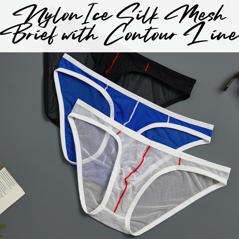 Men's Brief : Nylon Ice Silk Mesh Brief with Contour Lines (GTOPX GT403)